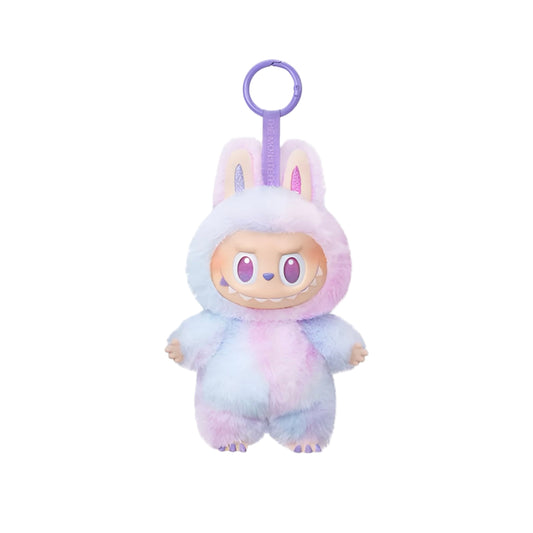 Plush toy with a bunny costume on a white background